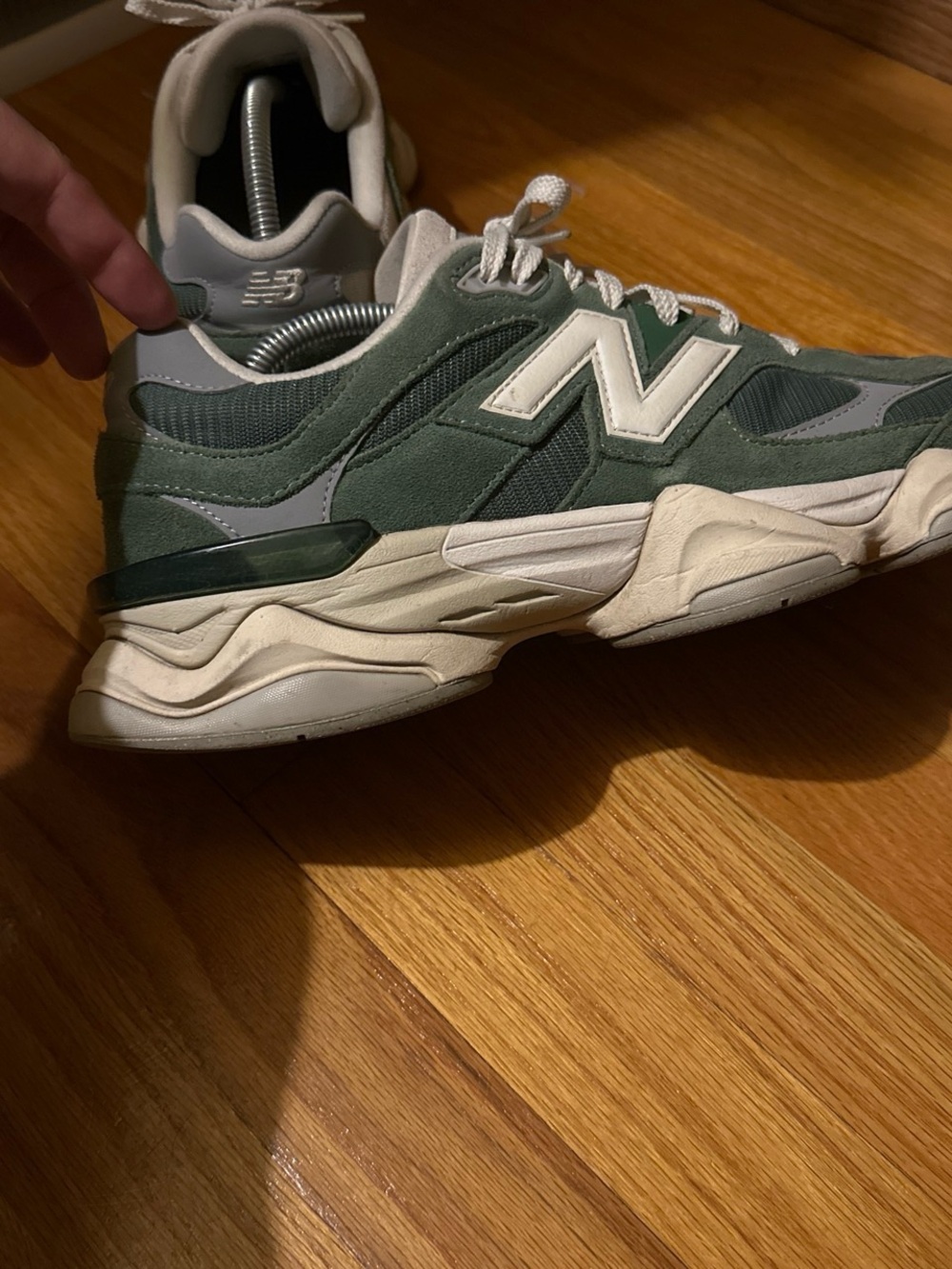 New Balance Green Suede & Mesh Men's Sneakers with Gray Accents